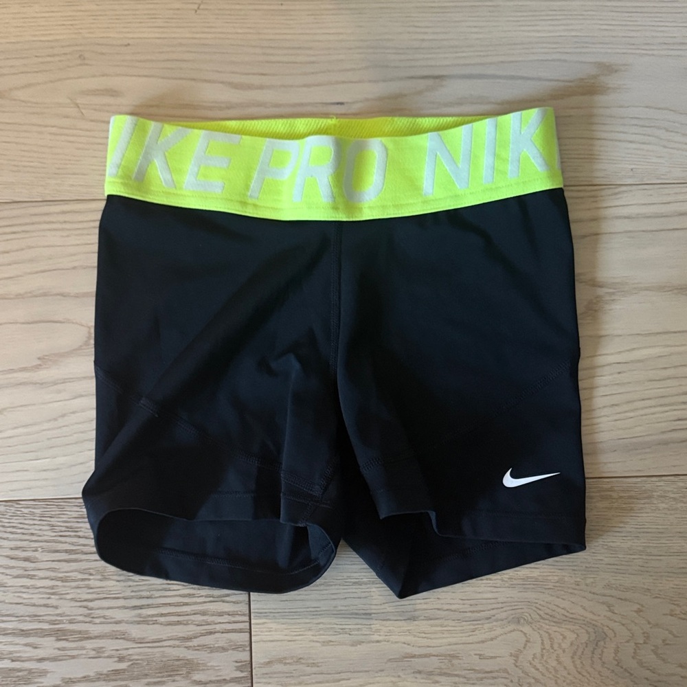 Nike Black Shorts with Neon Green Waistband